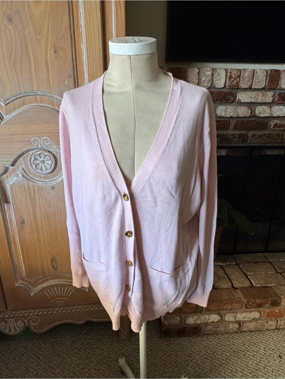Ralph Lauren Light Pink V-Neck Button Cardigan